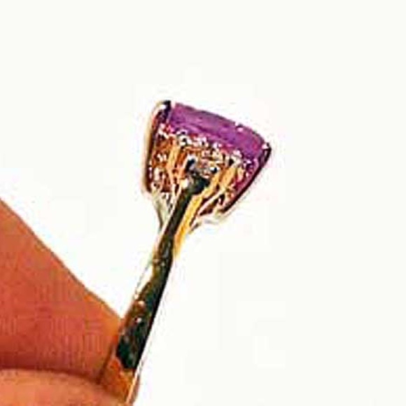 2.75 carat AMETHYST & 6 CUBIC ZIRCONIAS, TAG ON, Sz 8, GENUINE FACETED GEMS, - Picture 3 of 5